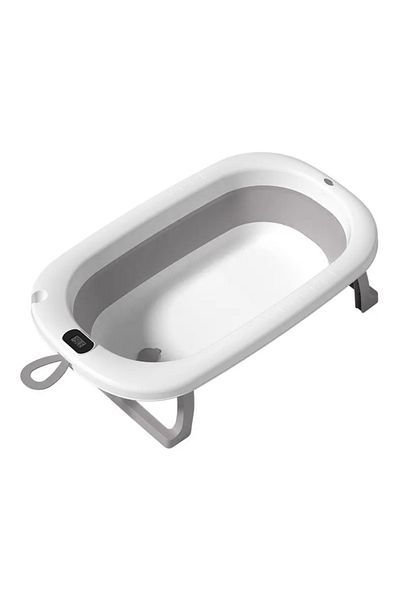 Beberoyal Cadita pliabila pentru bebelusi Beberoyal, cu termometru digital si dop de scurgere, Blue, 76cm