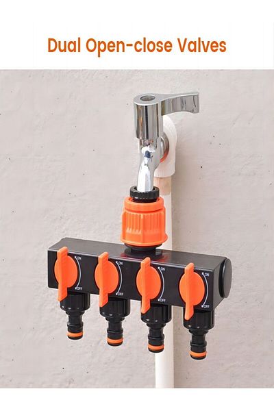 Choice 1pc Garden Hose Pipe Splitter 4-Way Faucet Diverter Tap Hose Connector Splitter Four Independent Swi