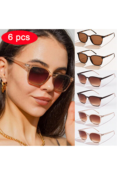 Choice show as picture 6pcs brown 6pcs/4pcs/3pcs Square Small Sunglasses Wome...