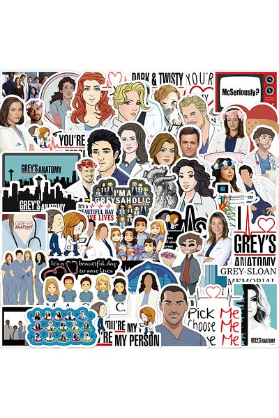 Choice 50PCS 50PCS Classic TV Show Greys Anatomy Stickers Funny PVC Scrapbook For Luggage Laptop Phone Deca