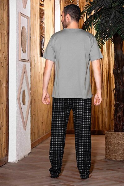 Sude Ανδρικό σετ πιτζάμες με λεπτό κοντό μανίκι με λαιμόκοψη μονόχρωμο A803/128 - 1 τεμάχιο