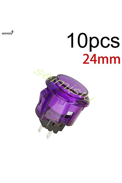 Choice 10pcs 24mm purple 10pcs Clear Push Button 24mm 30mm Durable Multicade Video Game Console Copy Sanwa