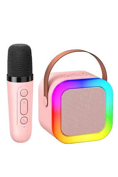 ABYZ Boxă cu microfon karaoke inteligentă pentru copii, difuzor wireless, roz