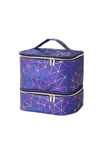 Choice Purple Leather Nail Polish Organizer and Nail Lamp Case,Nail Kit Organizer Holds 30+ Bottles and a N