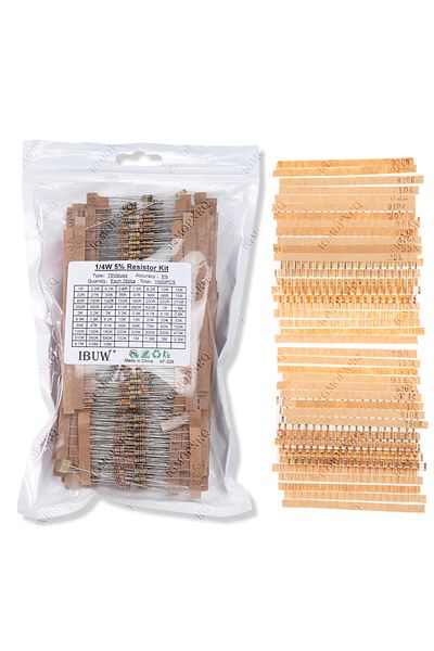 Choice 1500PCS 1/4W Carbon Film Resistors Assorted kit 75Values (1 ohm~ 10M ohm) Resistance 5% Tolerance...
