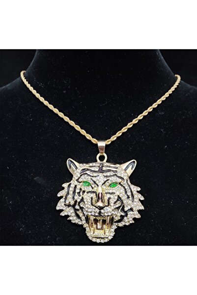 Choice 20inch Gold color Hip Hop 3D Tiger Pendant Necklace with 13mm Crystal ...