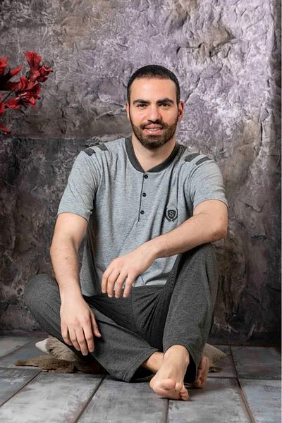 Sude men'S Single JerSey Button CollAr PAjAmA Set - Thin Short Sleeve, A9211/16 - 1 Piece