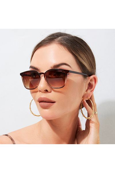 Choice show as picture brown and clear Square Small Sunglasses Women Rectangle Frame Purple Colorful Sun Gl