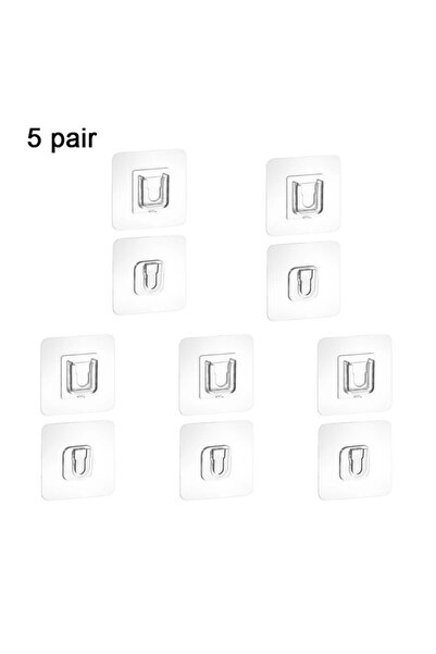 Choice 5 Pairs Double-sided Adhesive Wall Hooks Multi-purpose Transparent Hoo...