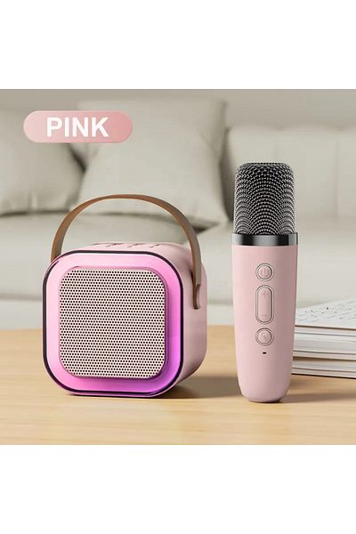 ABYZ Boxă cu microfon karaoke inteligentă pentru copii, difuzor wireless, roz