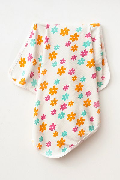 yukobaby bebeğiniz için en doğalı Floral White Natural Cotton 80X90 cm Single Layer Baby Blanket