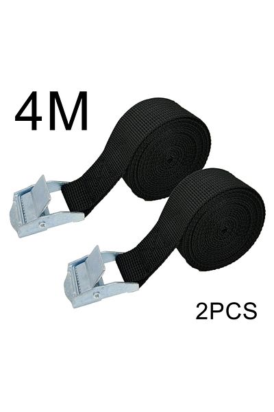 Choice Black 2pcs 4M Zinc Alloy Pressure Buckle Pallet Cargo Straps Luggage Fixed Car Fixed Tightener Tensi