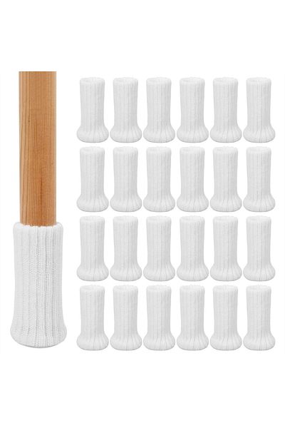 Choice WHITE 24PCS Chair Leg Socks High Elastic Chair Leg Floor Protectors with Anti-Slip PadsThick Chair L