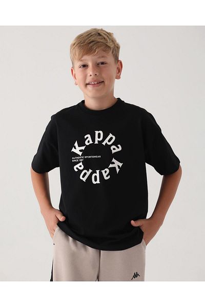 Kappa Authentic Alvaro Boy's Black Oversize Fit T-Shirt