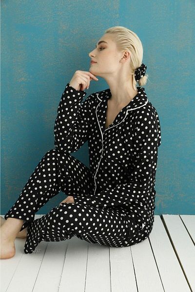 Pijamoni Set pijama cu nasturi din piele întoarsă pentru damă - 5660-15