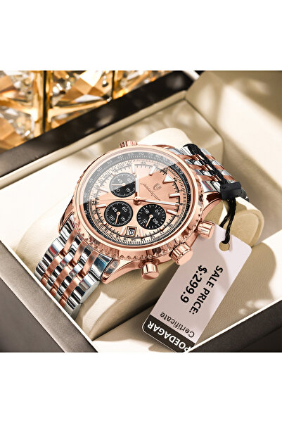 Choice 960 Rose Gold Gold Luxury Watches For Men Date Chronograph Stainless Steel Man Watch Waterproof Lum