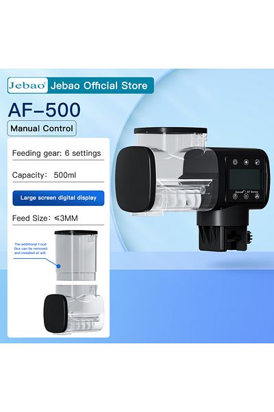 Choice وحدة تغذية أسماك حوض السمك الجديدة من Jebao Jecod بدون بطارية AF-500 وحدة تغذية أوتوماتيكية ذكية رقمية