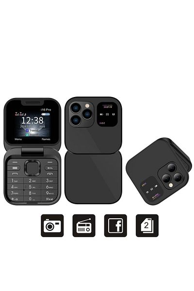 Choice Black SERVO 2024 New Mini Flip Mobile Phone FM Radio Magic Voice Blacklist Speed Dial Vibration 2SIM