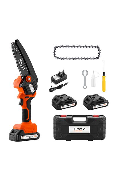 Lawazim 6-inch Chain Saw – 20V Lithium-Ion Cordless Mini Chainsaw with 2 Batteries & BS Plug Charger