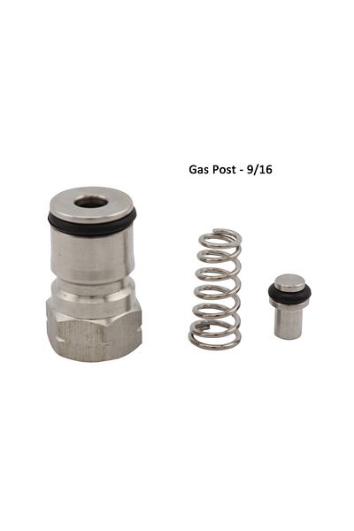Choice 9 16-G Cornelius Type Keg Ball Lock Post & Poppet Female Thread Gas Liquid Post 19/32"-18 & 9/16"-18