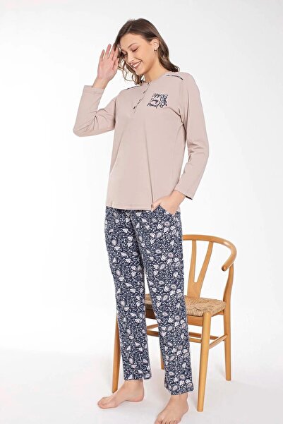 SENFONİ Σετ πιτζάμες από βαμβάκι Symphony 6021 - Πέτο με κουμπιά, μακρυμάνικο, -1 τεμάχιο