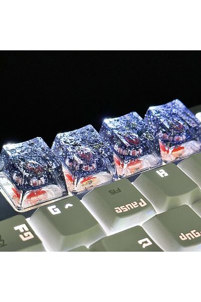 Choice 4PCS-black 4pcs Resin transparent Gold foil paper keycap personality mechanical keyboard key cap acc