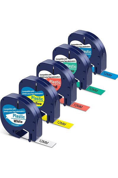 Choice 5Pack Compatible Dymo LetraTag Refills Colored Plastic 91330 91331 91332 91333 91334 91335 12mm X...