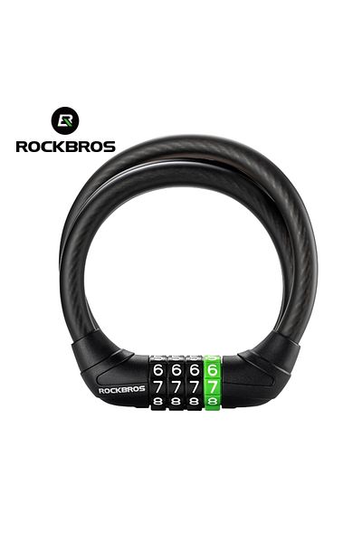 ROCKBROS 32120005001 ROCKBROS Bike Cable Lock MTB Road Bicycle Anti-Theft Password Lock PVC Steel Cable Lock