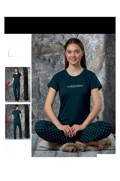 Sude Charme Women's - Milan Crew Neck Short Sleeve Pajamas Set P300/421- 1 Piece