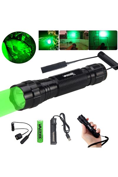 Choice Green Package 3 Professional Hunting Flashlight 1 Mode 501B Torch Lintern Green/Red Tactical Aluminu