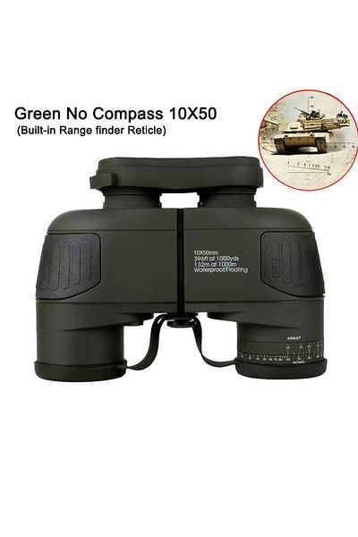 Choice Green10X50NoCompass Marine Binoculars 10x50 with Rangefinder Compass for Adults FMC Lens IPX7 Waterp