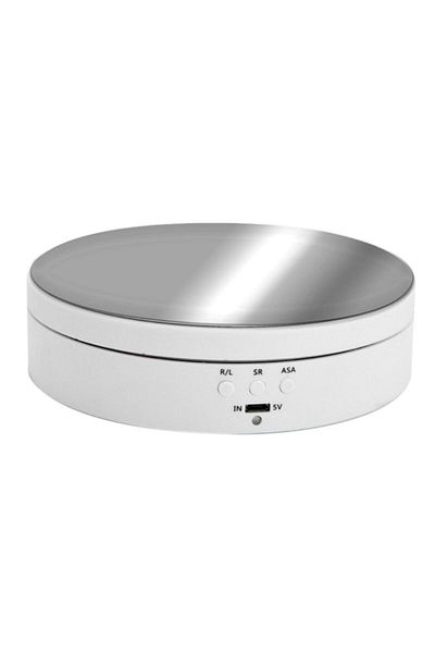 Choice WHITE 3 Speeds Electric Rotating Display Stand Mirror 360 Degree Turntable Jewelry Holder Battery/US