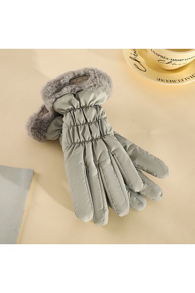 Choice GRAY Thickened Little Bear Padded Gloves Warm Padding Women Winter Thermal Fleece Windproof Mittens
