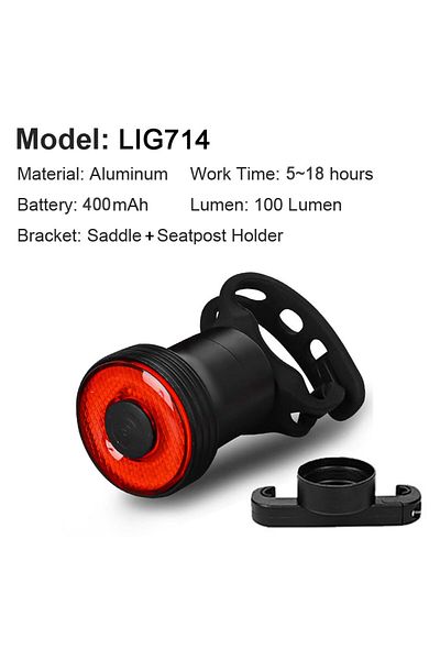 Choice LIG714-TUB-SAD NEW Smart Bicycle Rear Light Auto Start/Stop Brake Sensing Waterproof Type-C Charge C