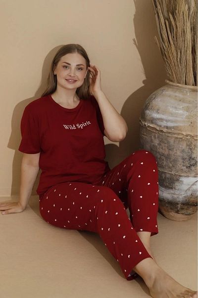 BOYRAZ Milan Plus Size Women's Thin Pajamas Set - Crew Neck, Short Sleeve - 11053