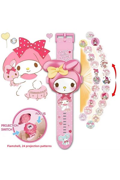 Miniso MyMelody Sanrio Hello Kitty Toys Set 3D Projection Digital Watch Cinnamoroll Kuromi Melody Anime Act