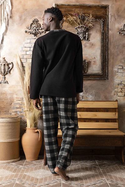 Sude Ανδρικό Σετ Πιτζάμες Χειμερινό Fleece με κουμπιά γιακά A100/28 - 1 Τεμάχιο
