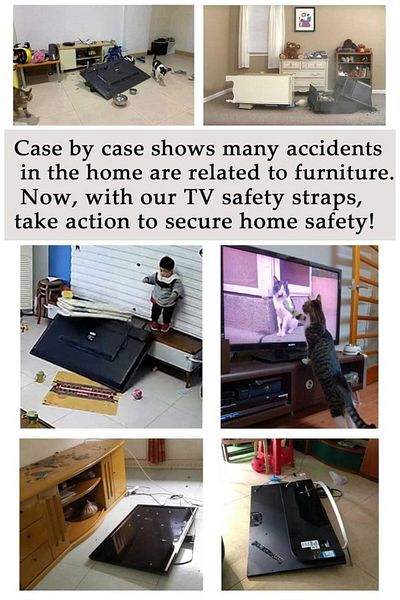 Choice JJ352 2 Pack Adjustable TV Safety Straps,No-Drill Adhesive Anti-Tip Furniture Anchors for Baby Proof