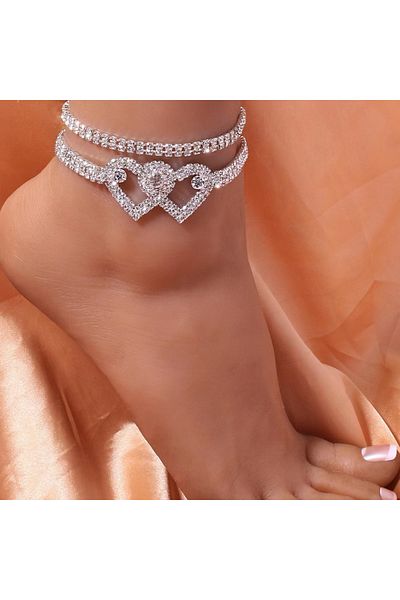 Choice 806015-2PCS 1 Women's Trendy Claw Chain Series Double Peach Heart Feet Chain Outdoor Tourism Beach B