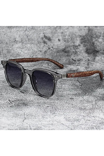 Choice Transparent Gray Trendy Retro Wood Grain Sunglasses Polarized UV Protection for Men Women Perfect fo