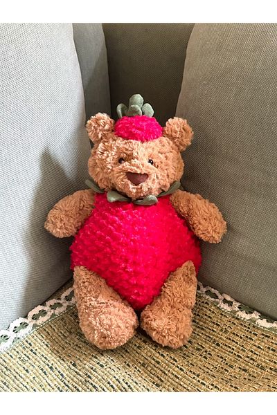 Miniso C 28cm Hot Spot Barcelona Bathrobe Bear Eggplant Bear Strawberry Bear Doll Cute Soothing Companion D