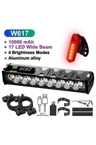 Choice Type B Bicycle Light Front 17LED 25500Lumen Bike Light 10000mAh Waterproof Flashlight USB Charging M