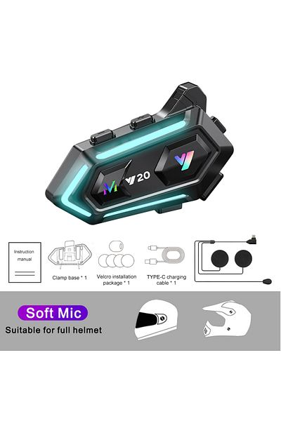 Choice 1pc Solf Mic Y20 Motorcycle Helmet Bluetooth Headset BT5.3 Handsfree Call Wireless Noise Reduction W