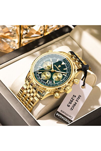 Choice ساعة رجالية فاخرة من الذهب الأخضر 960 كرونوغراف من الفولاذ المقاوم للصدأ مقاومة للماء وساعة مضيئة