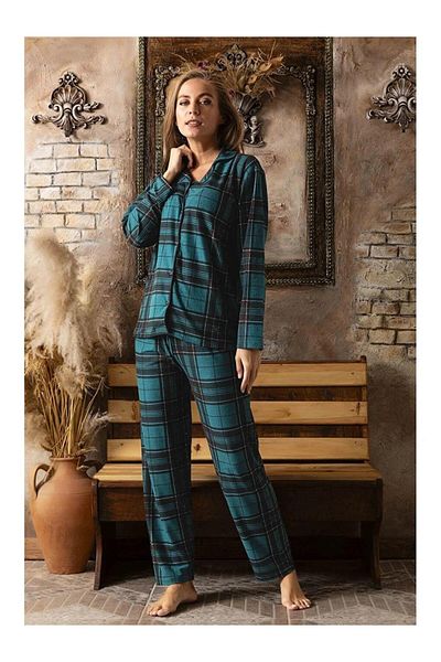 Sude Women's Front Buttoned Suede Pajama Set P200/390 - 1 Piece