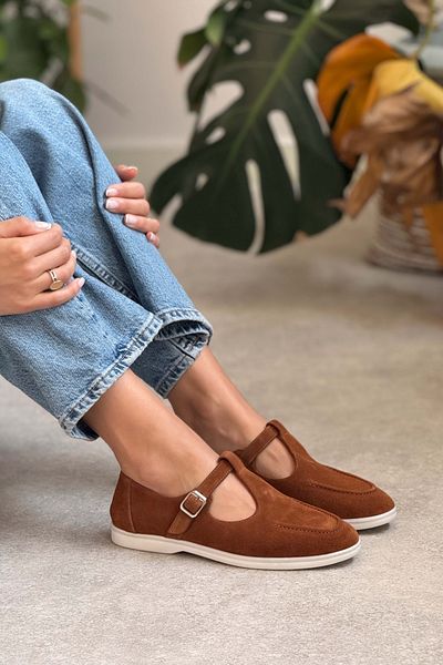 NİŞANTAŞI SHOES Liva Taba z pravé semišové kůže s plochou podrážkou Dámské boty pro volný čas