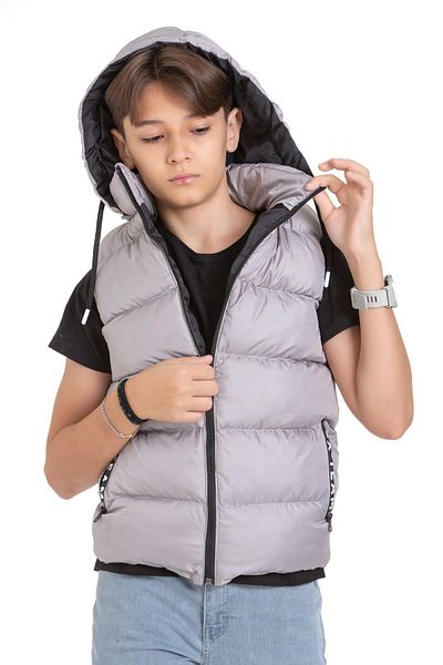 ASYAKİDS CLUB Hooded Pocket Printed Puffer Vest