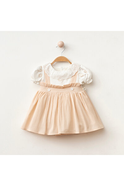 My Lusa Baby Papatya İşlemeli Düğmeli Kız Bebe Elbise