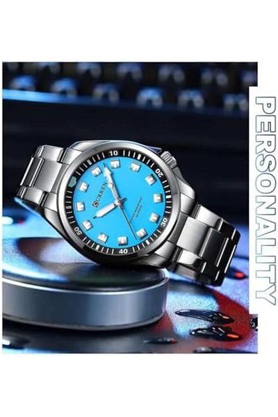 Curren Men's Analog Quartz Wristwatch, Stainless Steel Bracelet, Luminous Hand Watch, Model 8451
