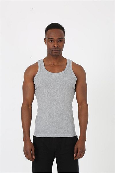 Celira Men's Gray Sports Rib Tank Top 6503